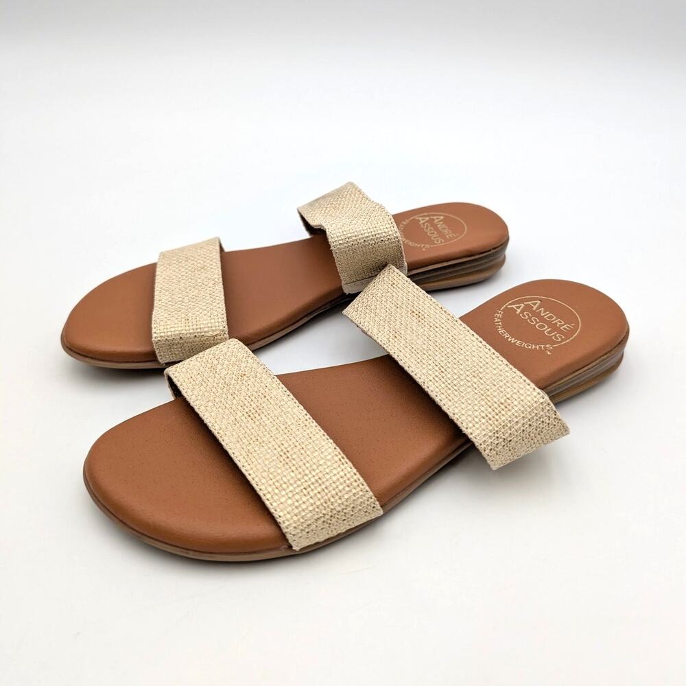 André Assous Nabila Featherweights Slide Sandal Women's Natural Size US6M EU36.5